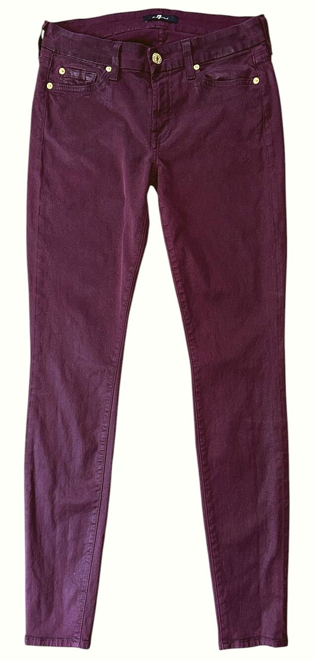 7 For All Mankind Low-Rise Burgundy Skinny Jeans Women's 27X30